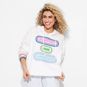 Pride Adult 'Support One Another' Cropped Hooded Pullover Sweatshirt